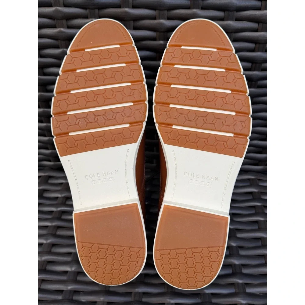 Cole Haan Mens FlexGrand 360 Tan Leather Plain Toe Derby Shoes Size 10M New
